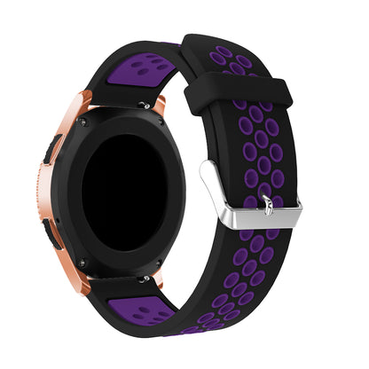 20mm Two-tone Silicone Watch Band for Samsung Galaxy Watch 42mm, Hollow Adjustable Wrist Strap