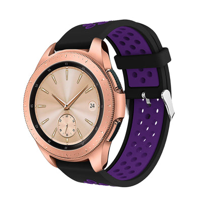 20mm Two-tone Silicone Watch Band for Samsung Galaxy Watch 42mm, Hollow Adjustable Wrist Strap