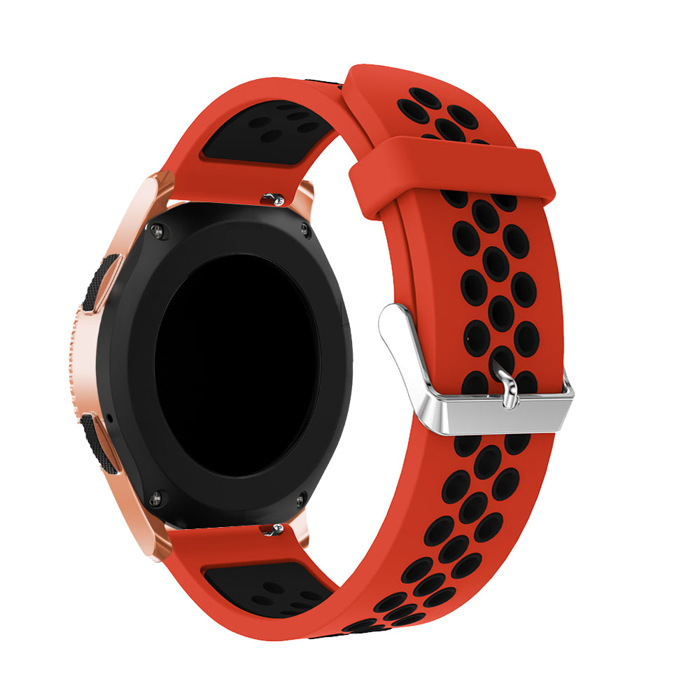 20mm Two-tone Silicone Watch Band for Samsung Galaxy Watch 42mm, Hollow Adjustable Wrist Strap