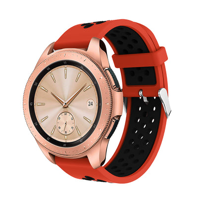 20mm Two-tone Silicone Watch Band for Samsung Galaxy Watch 42mm, Hollow Adjustable Wrist Strap