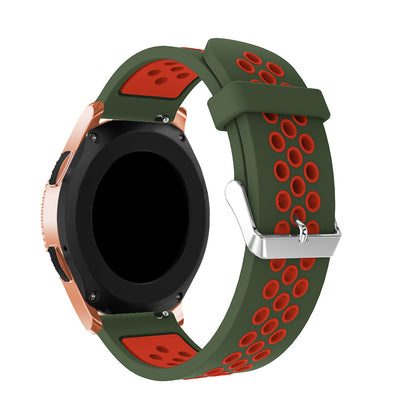20mm Two-tone Silicone Watch Band for Samsung Galaxy Watch 42mm, Hollow Adjustable Wrist Strap
