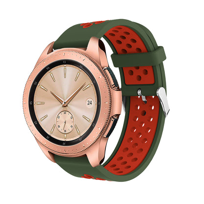 20mm Two-tone Silicone Watch Band for Samsung Galaxy Watch 42mm, Hollow Adjustable Wrist Strap