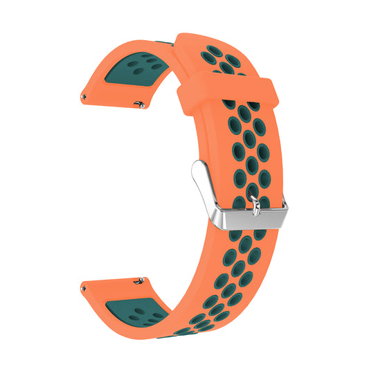 20mm Two-tone Silicone Watch Band for Samsung Galaxy Watch 42mm, Hollow Adjustable Wrist Strap
