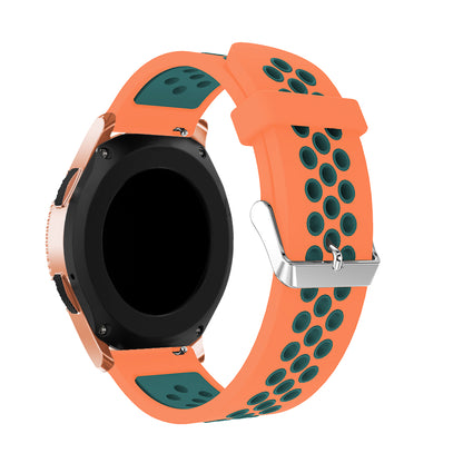 20mm Two-tone Silicone Watch Band for Samsung Galaxy Watch 42mm, Hollow Adjustable Wrist Strap