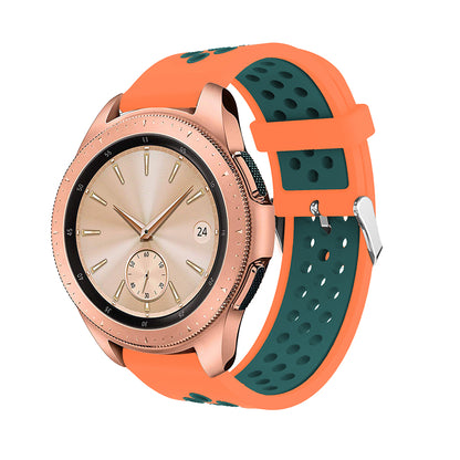 20mm Two-tone Silicone Watch Band for Samsung Galaxy Watch 42mm, Hollow Adjustable Wrist Strap