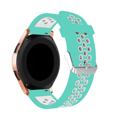 20mm Two-tone Silicone Watch Band for Samsung Galaxy Watch 42mm, Hollow Adjustable Wrist Strap