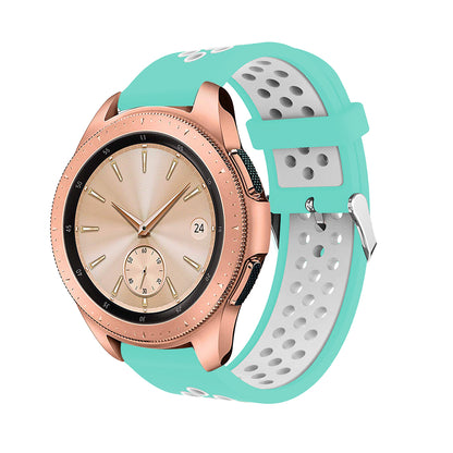 20mm Two-tone Silicone Watch Band for Samsung Galaxy Watch 42mm, Hollow Adjustable Wrist Strap