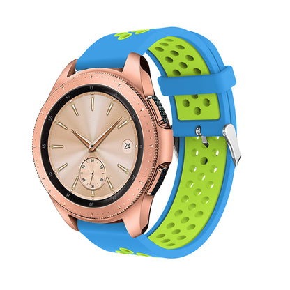 20mm Two-tone Silicone Watch Band for Samsung Galaxy Watch 42mm, Hollow Adjustable Wrist Strap