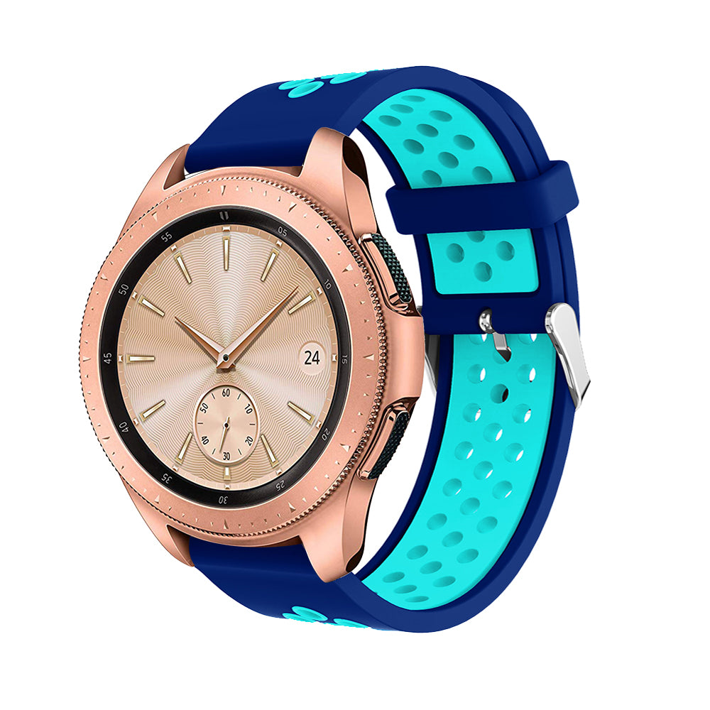 20mm Two-tone Silicone Watch Band for Samsung Galaxy Watch 42mm, Hollow Adjustable Wrist Strap