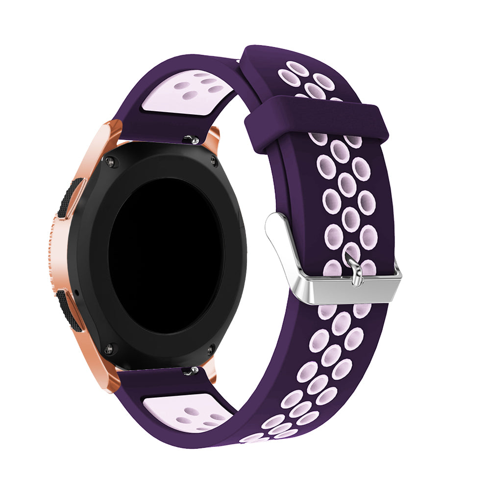 20mm Two-tone Silicone Watch Band for Samsung Galaxy Watch 42mm, Hollow Adjustable Wrist Strap