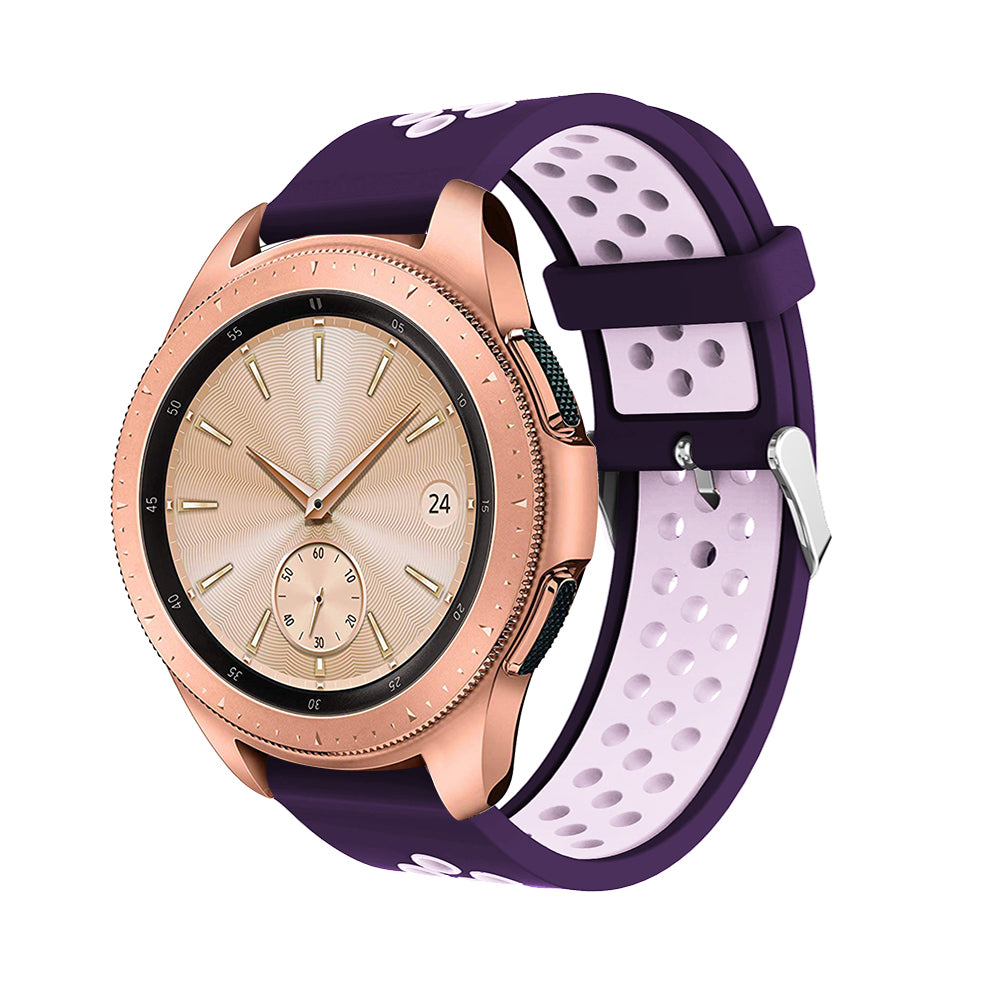 20mm Two-tone Silicone Watch Band for Samsung Galaxy Watch 42mm, Hollow Adjustable Wrist Strap