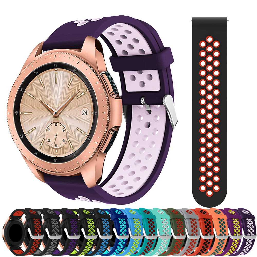 20mm Two-tone Silicone Watch Band for Samsung Galaxy Watch 42mm, Hollow Adjustable Wrist Strap