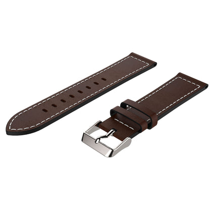 22mm Genuine Leather Watch Strap Adjustable Watchband Replacement with White Stitching for Samsung Galaxy Watch 46mm