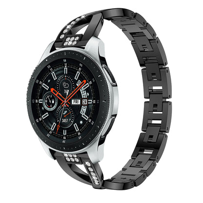 22mm X-shape Rhinestone Decor Alloy Watch Wrist Band for Samsung Galaxy Watch 46mm