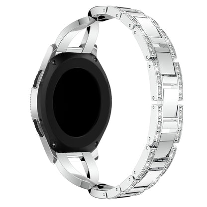 22mm X-shape Rhinestone Decor Alloy Watch Wrist Band for Samsung Galaxy Watch 46mm