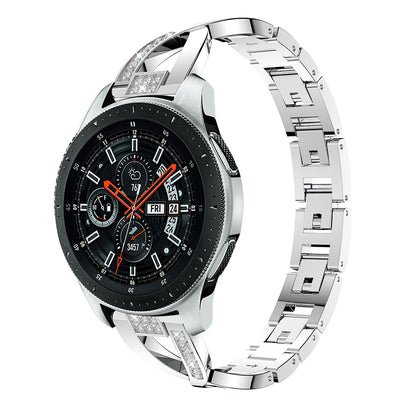 22mm X-shape Rhinestone Decor Alloy Watch Wrist Band for Samsung Galaxy Watch 46mm
