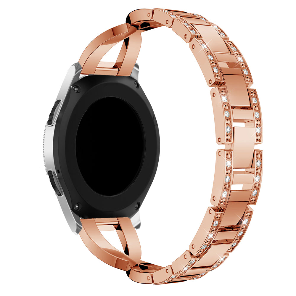 22mm X-shape Rhinestone Decor Alloy Watch Wrist Band for Samsung Galaxy Watch 46mm
