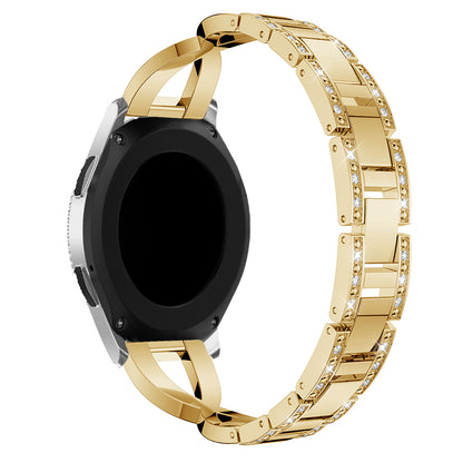 22mm X-shape Rhinestone Decor Alloy Watch Wrist Band for Samsung Galaxy Watch 46mm