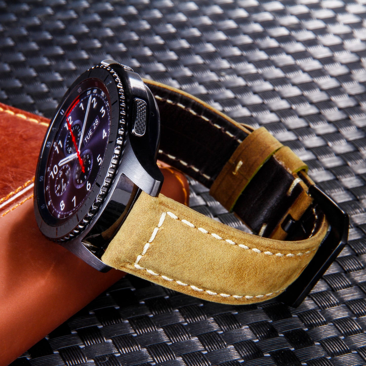 22mm Universal Cowhide Leather Watch Band for Samsung Gear S3 Classic/Frontier etc