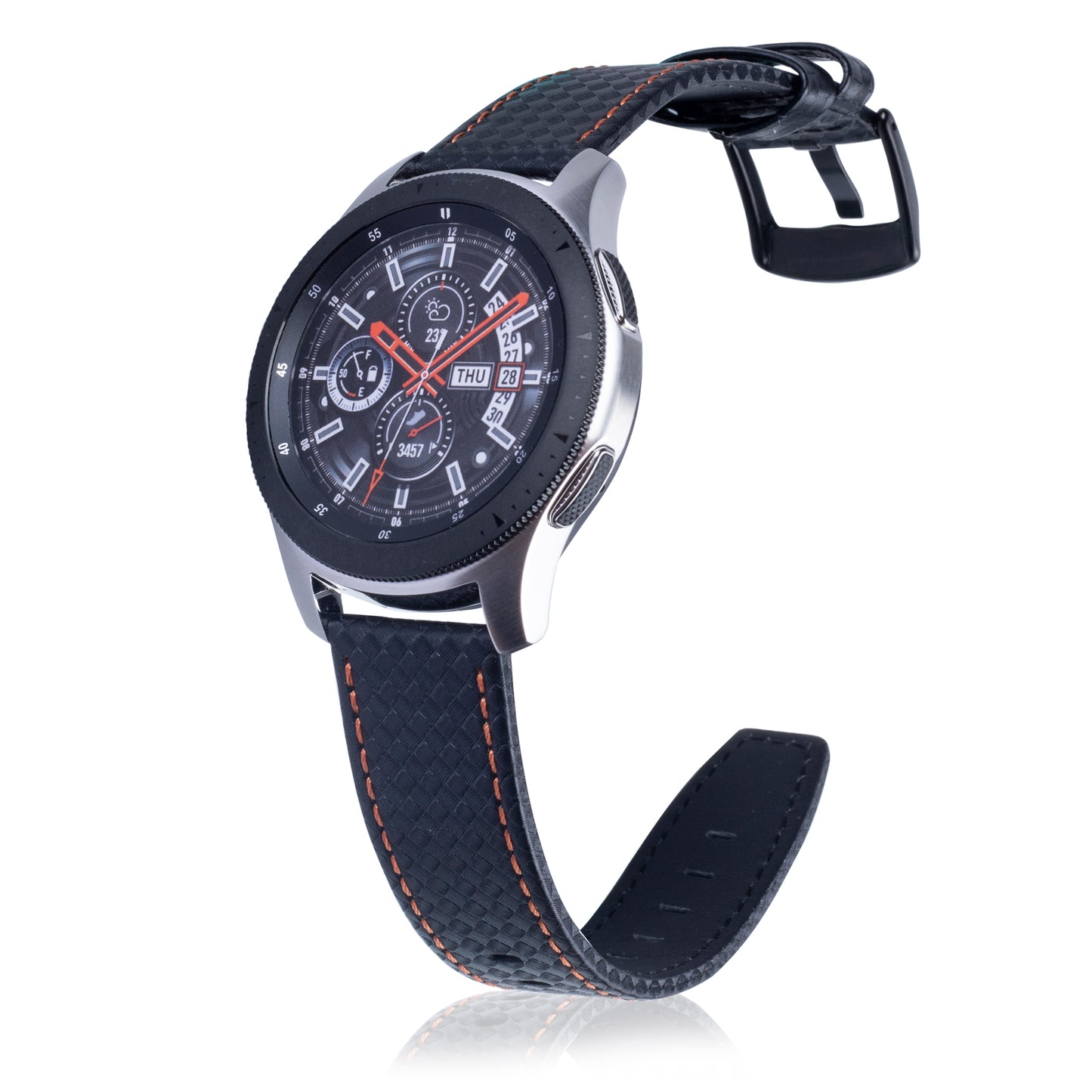 Carbon Fiber Texture 22mm Genuine Leather Watch Strap