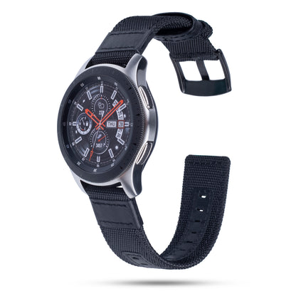 Universal 22mm Nylon + Genuine Leather Watch Band Strap for Samsung Galaxy Watch 46mm etc.