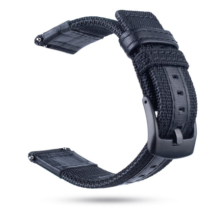 Universal 22mm Nylon + Genuine Leather Watch Band Strap for Samsung Galaxy Watch 46mm etc.