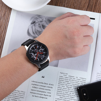 Universal 22mm Nylon + Genuine Leather Watch Band Strap for Samsung Galaxy Watch 46mm etc.