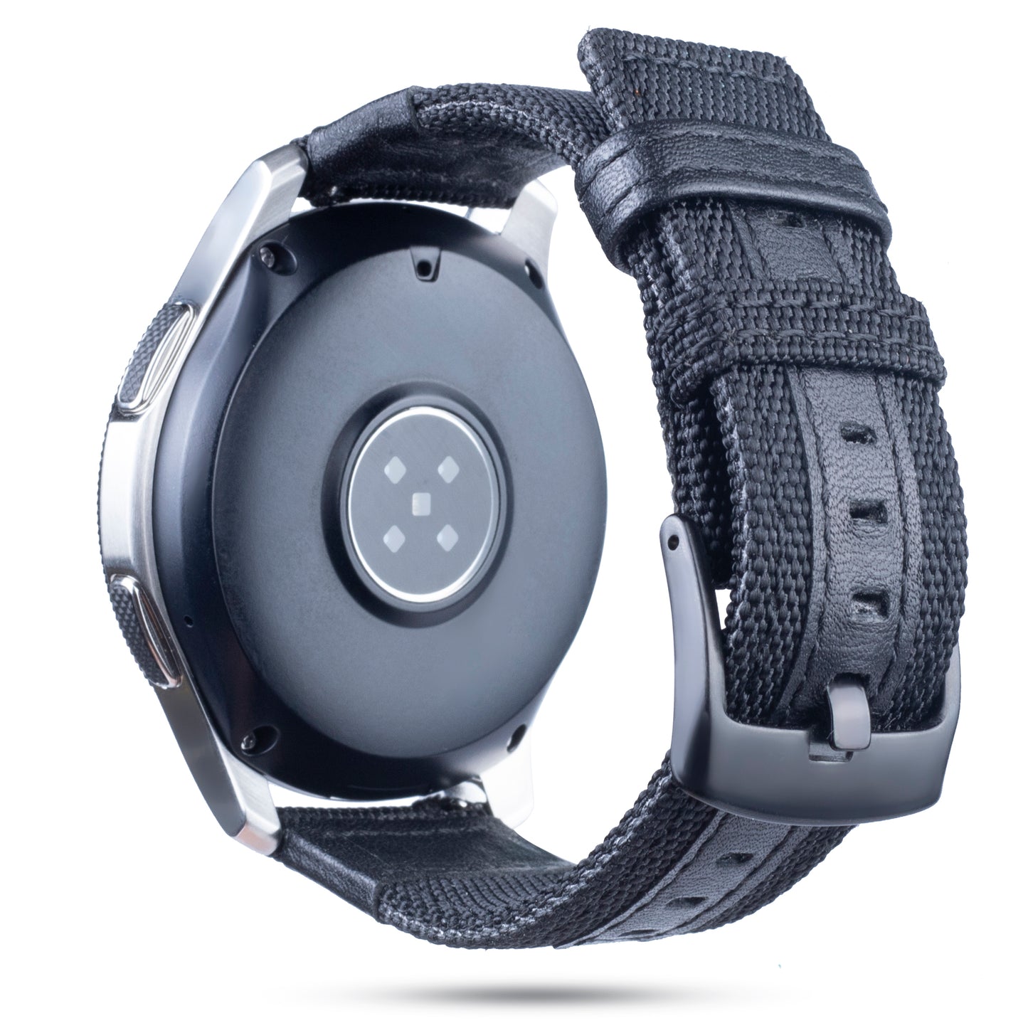 Universal 22mm Nylon + Genuine Leather Watch Band Strap for Samsung Galaxy Watch 46mm etc.