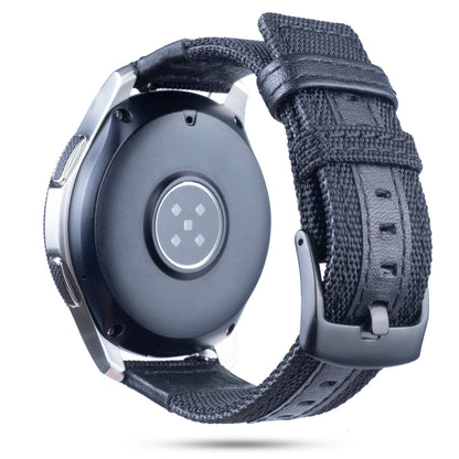 Universal 22mm Nylon + Genuine Leather Watch Band Strap for Samsung Galaxy Watch 46mm etc.