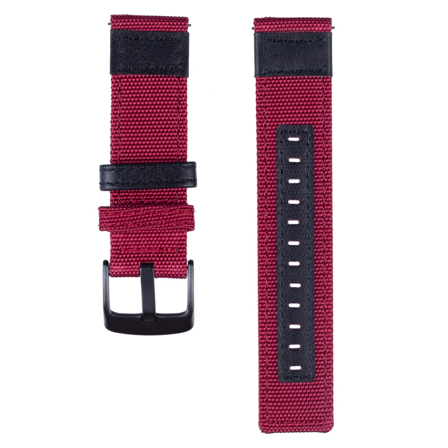 Universal 22mm Nylon + Genuine Leather Watch Band Strap for Samsung Galaxy Watch 46mm etc.