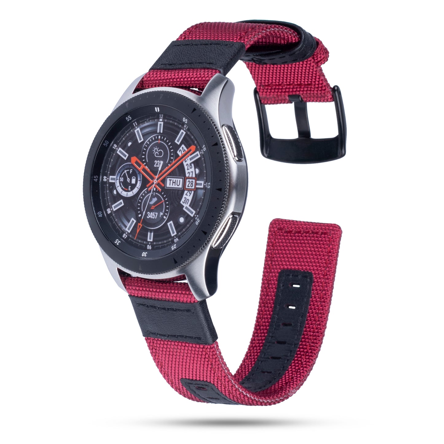 Universal 22mm Nylon + Genuine Leather Watch Band Strap for Samsung Galaxy Watch 46mm etc.