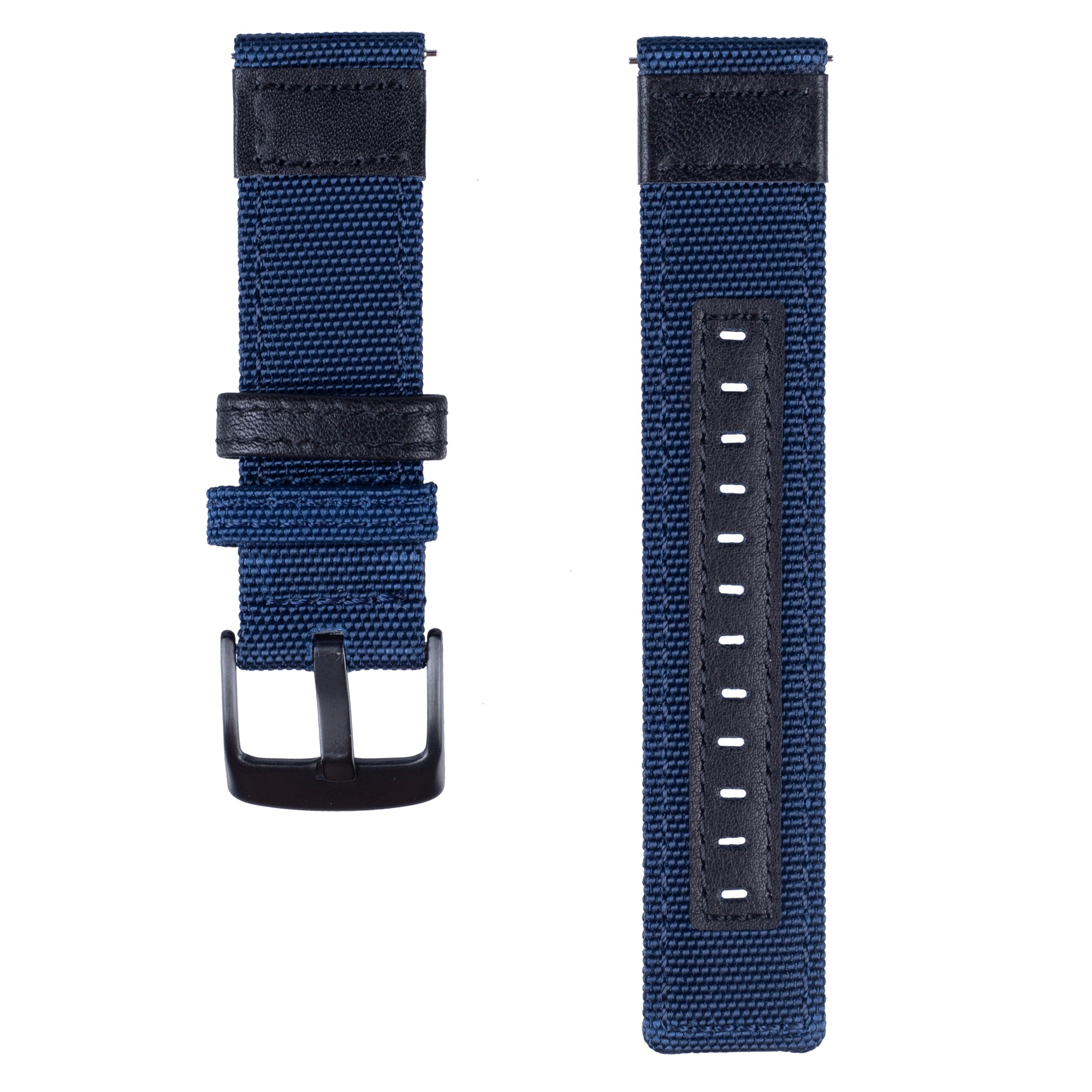 Universal 22mm Nylon + Genuine Leather Watch Band Strap for Samsung Galaxy Watch 46mm etc.