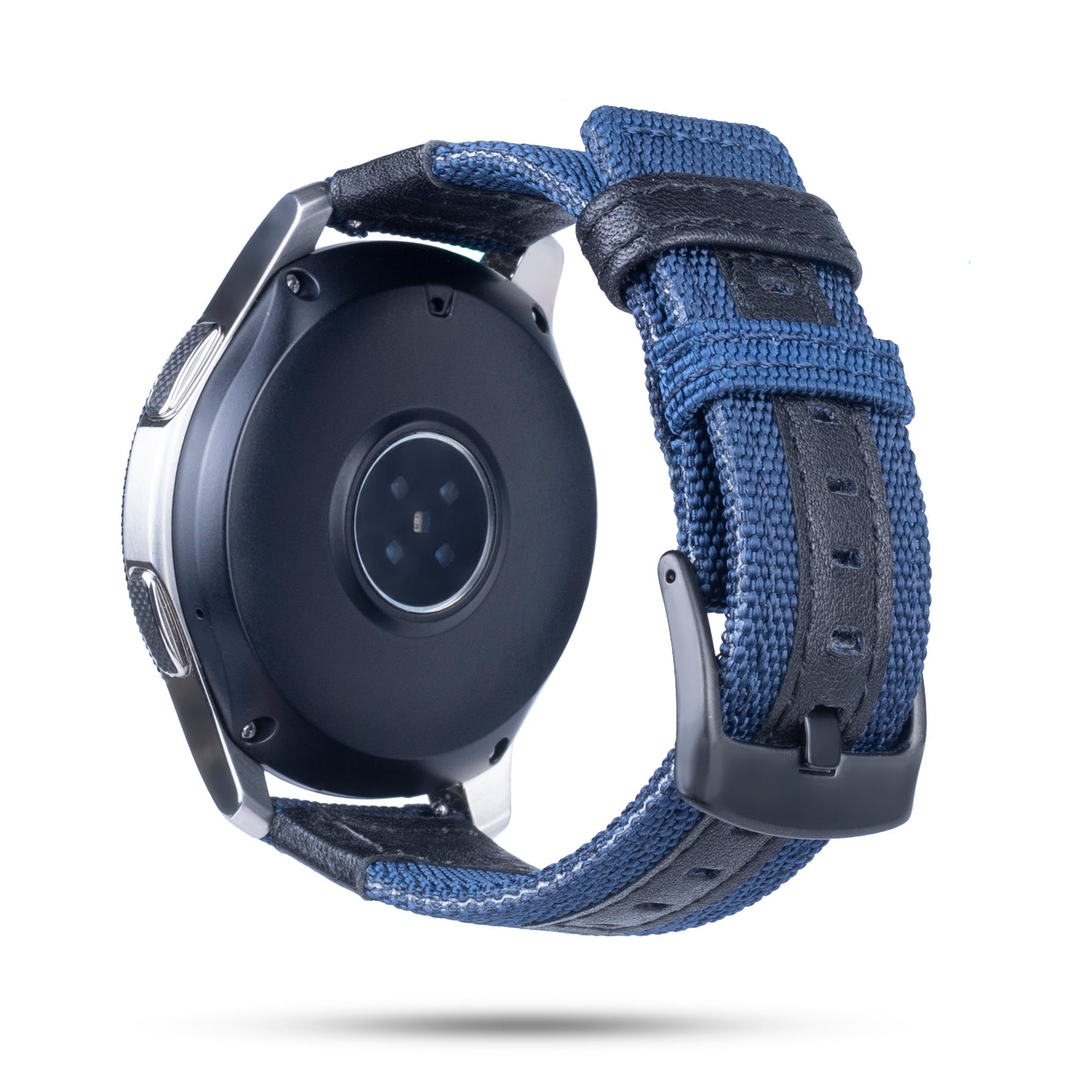 Universal 22mm Nylon + Genuine Leather Watch Band Strap for Samsung Galaxy Watch 46mm etc.