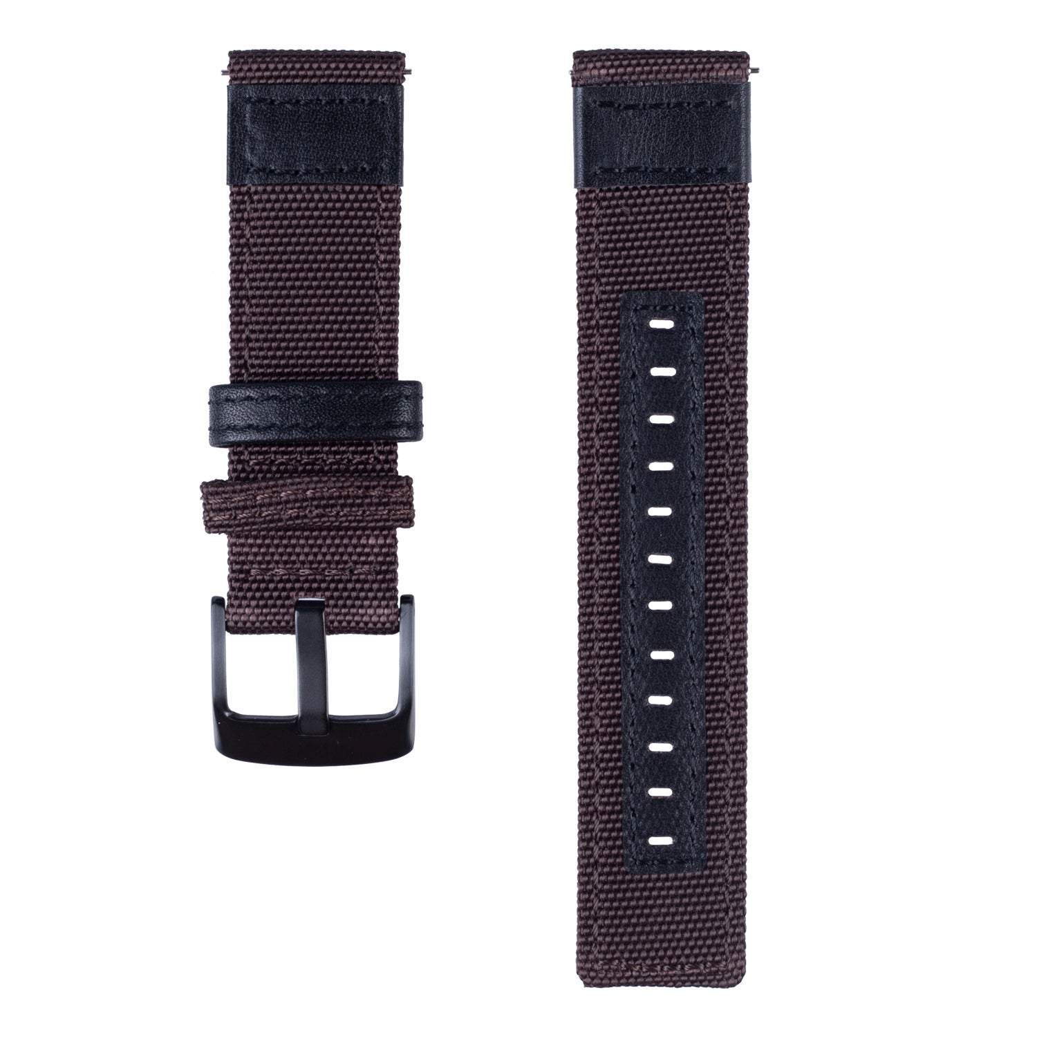 Universal 22mm Nylon + Genuine Leather Watch Band Strap for Samsung Galaxy Watch 46mm etc.