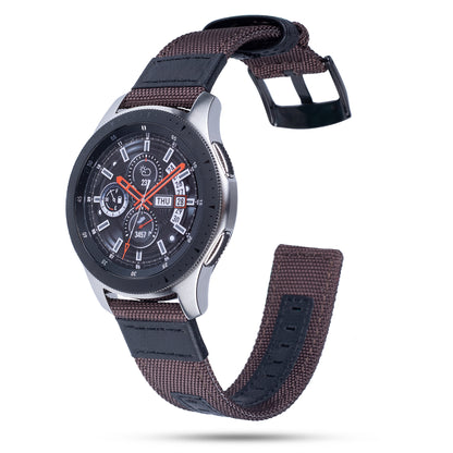 Universal 22mm Nylon + Genuine Leather Watch Band Strap for Samsung Galaxy Watch 46mm etc.
