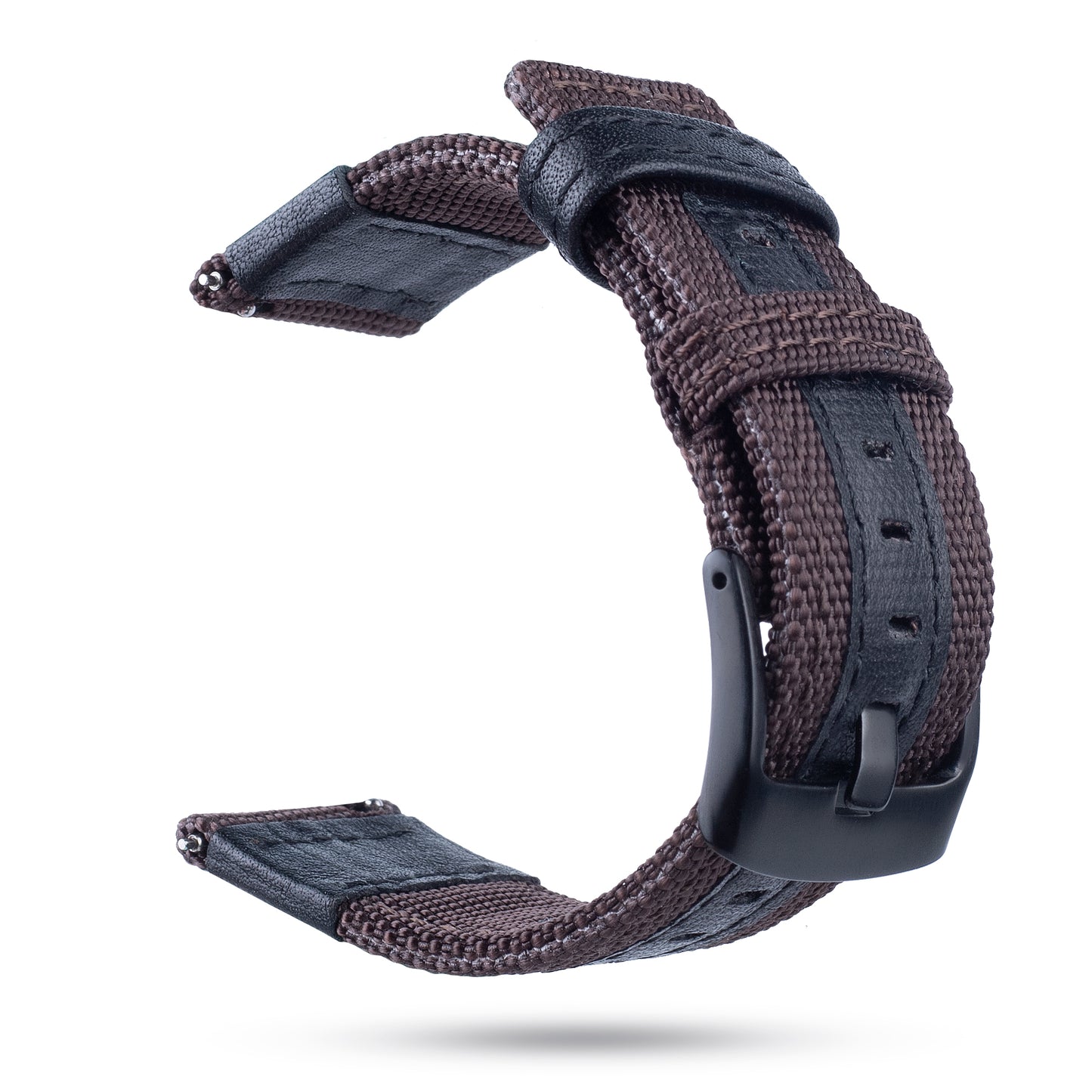 Universal 22mm Nylon + Genuine Leather Watch Band Strap for Samsung Galaxy Watch 46mm etc.