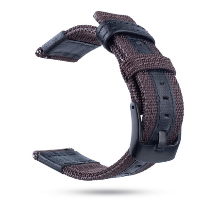 Universal 22mm Nylon + Genuine Leather Watch Band Strap for Samsung Galaxy Watch 46mm etc.