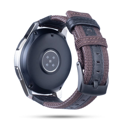 Universal 22mm Nylon + Genuine Leather Watch Band Strap for Samsung Galaxy Watch 46mm etc.