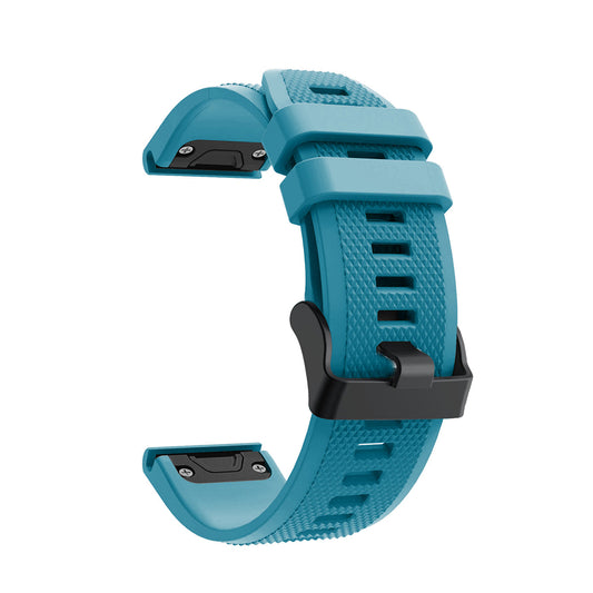 22mm Soft Textured Silicone Watch Band Wrist Bracelet for Garmin Fenix 5 / 5 Plus with Black Buckle