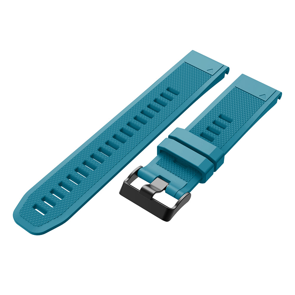 22mm Soft Textured Silicone Watch Band Wrist Bracelet for Garmin Fenix 5 / 5 Plus with Black Buckle