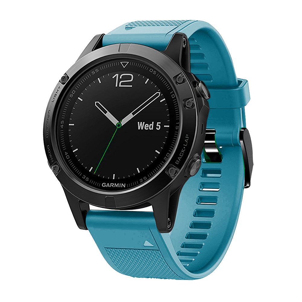 22mm Soft Textured Silicone Watch Band Wrist Bracelet for Garmin Fenix 5 / 5 Plus with Black Buckle