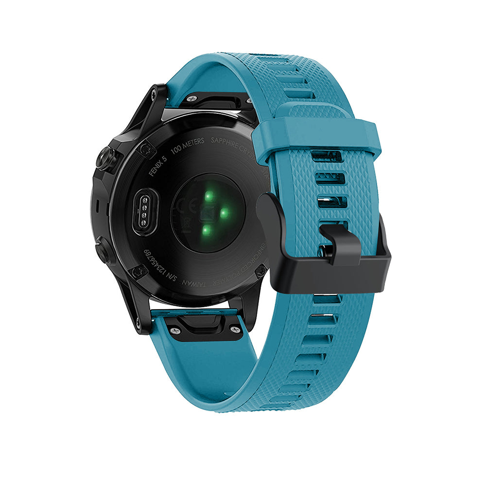 22mm Soft Textured Silicone Watch Band Wrist Bracelet for Garmin Fenix 5 / 5 Plus with Black Buckle