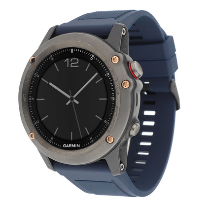 22mm Soft Textured Silicone Watch Band Wrist Bracelet for Garmin Fenix 5 / 5 Plus with Black Buckle
