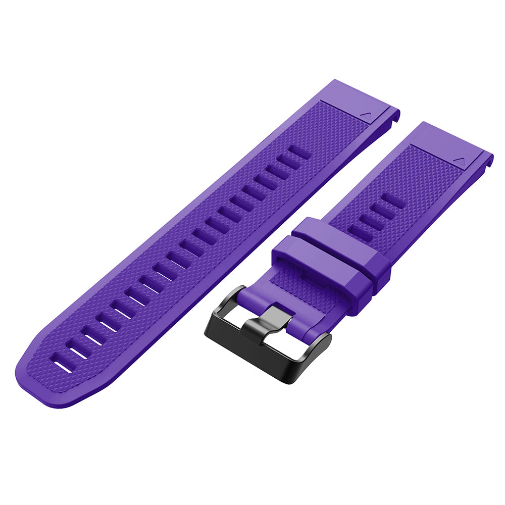 22mm Soft Textured Silicone Watch Band Wrist Bracelet for Garmin Fenix 5 / 5 Plus with Black Buckle