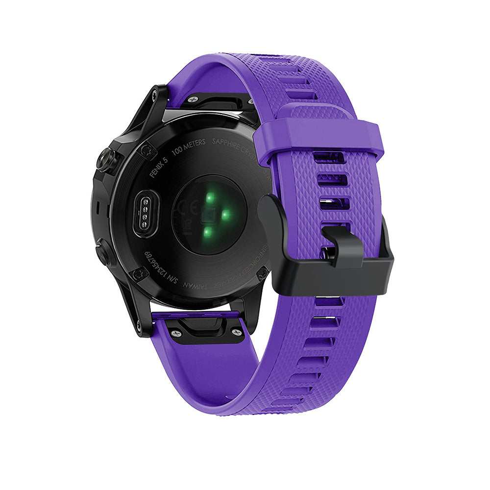 22mm Soft Textured Silicone Watch Band Wrist Bracelet for Garmin Fenix 5 / 5 Plus with Black Buckle
