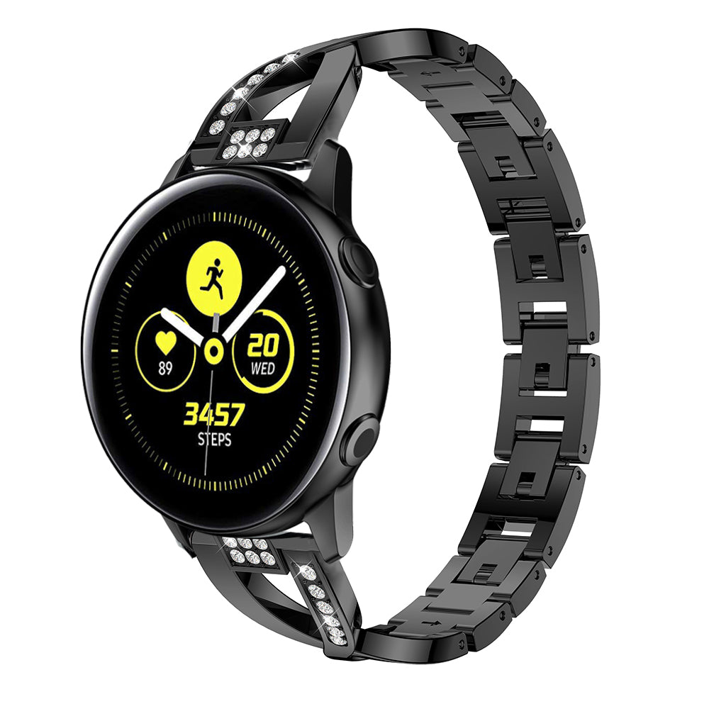 20mm X Shape Rhinestone Decor Zinc Alloy Watch Band for Samsung Galaxy Watch Active SM-R500
