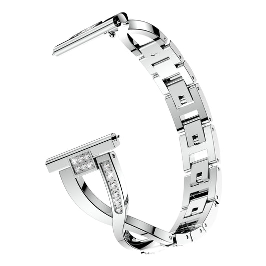 20mm X Shape Rhinestone Decor Zinc Alloy Watch Band for Samsung Galaxy Watch Active SM-R500