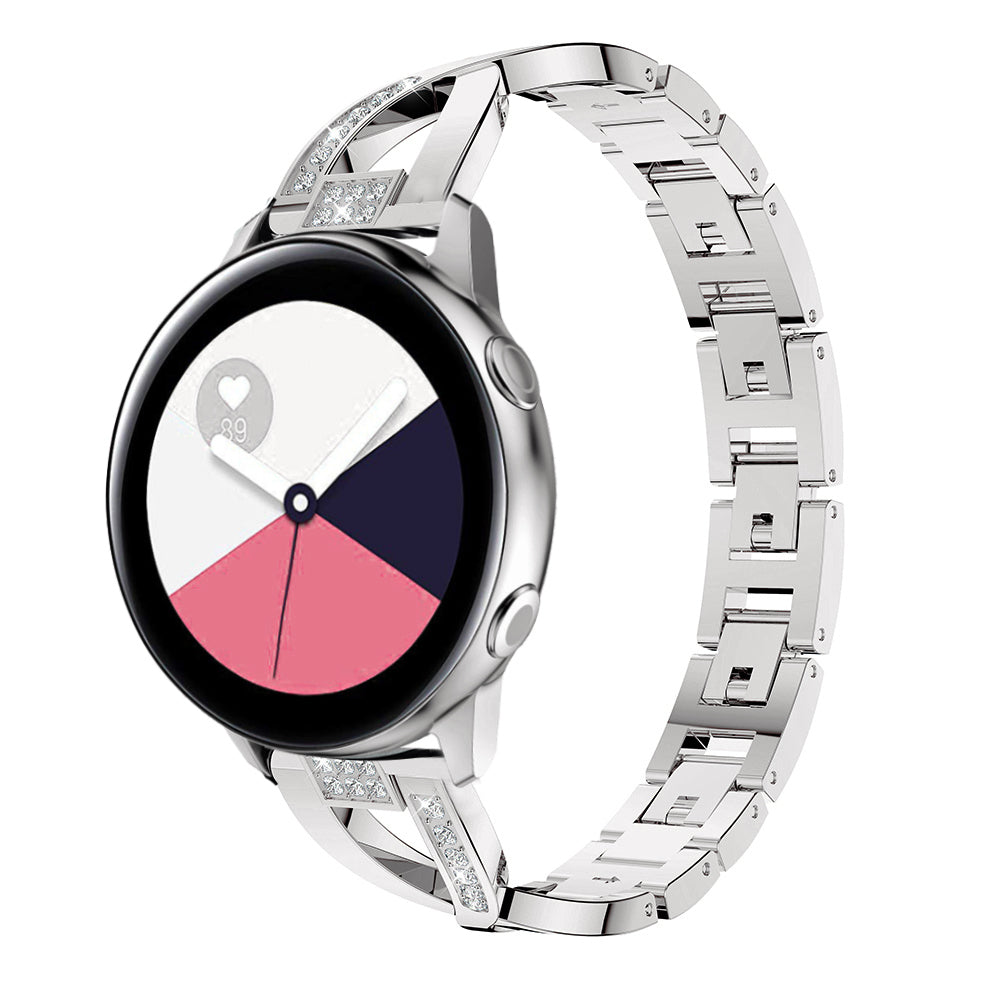 20mm X Shape Rhinestone Decor Zinc Alloy Watch Band for Samsung Galaxy Watch Active SM-R500