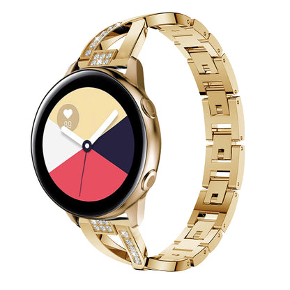 20mm X Shape Rhinestone Decor Zinc Alloy Watch Band for Samsung Galaxy Watch Active SM-R500