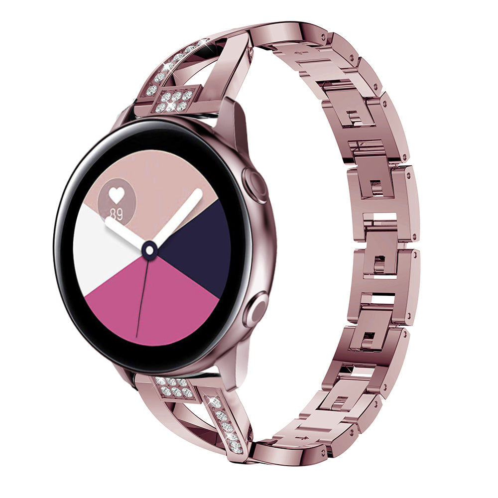 20mm X Shape Rhinestone Decor Zinc Alloy Watch Band for Samsung Galaxy Watch Active SM-R500